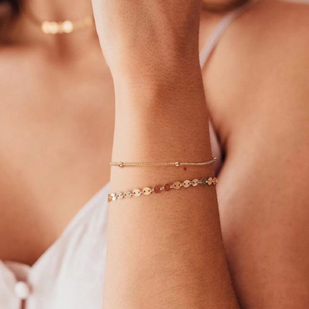 2pc Trendy Gold Plated Bracelet Set